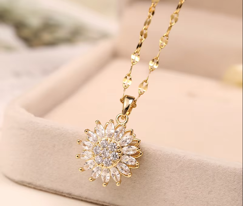 Collar Giratorio Girasol Dorado